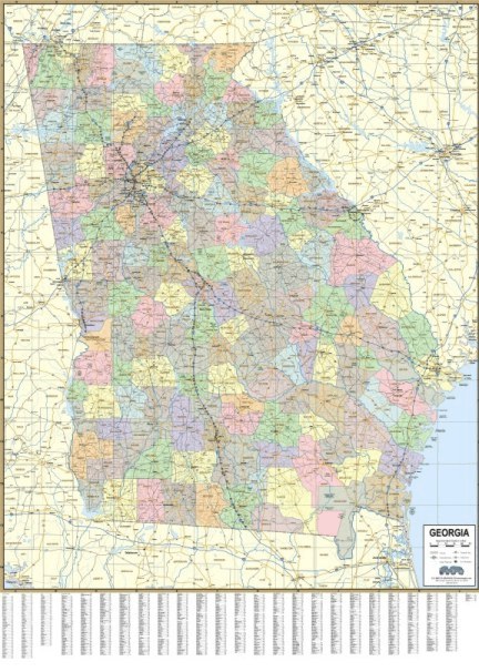 Georgia Road Map With County Lines Cape May County Map 4792