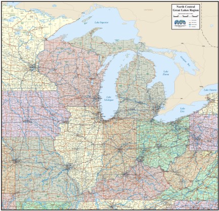 Great Lakes Region Wall Map Region Wall Maps are printed as ordered, 