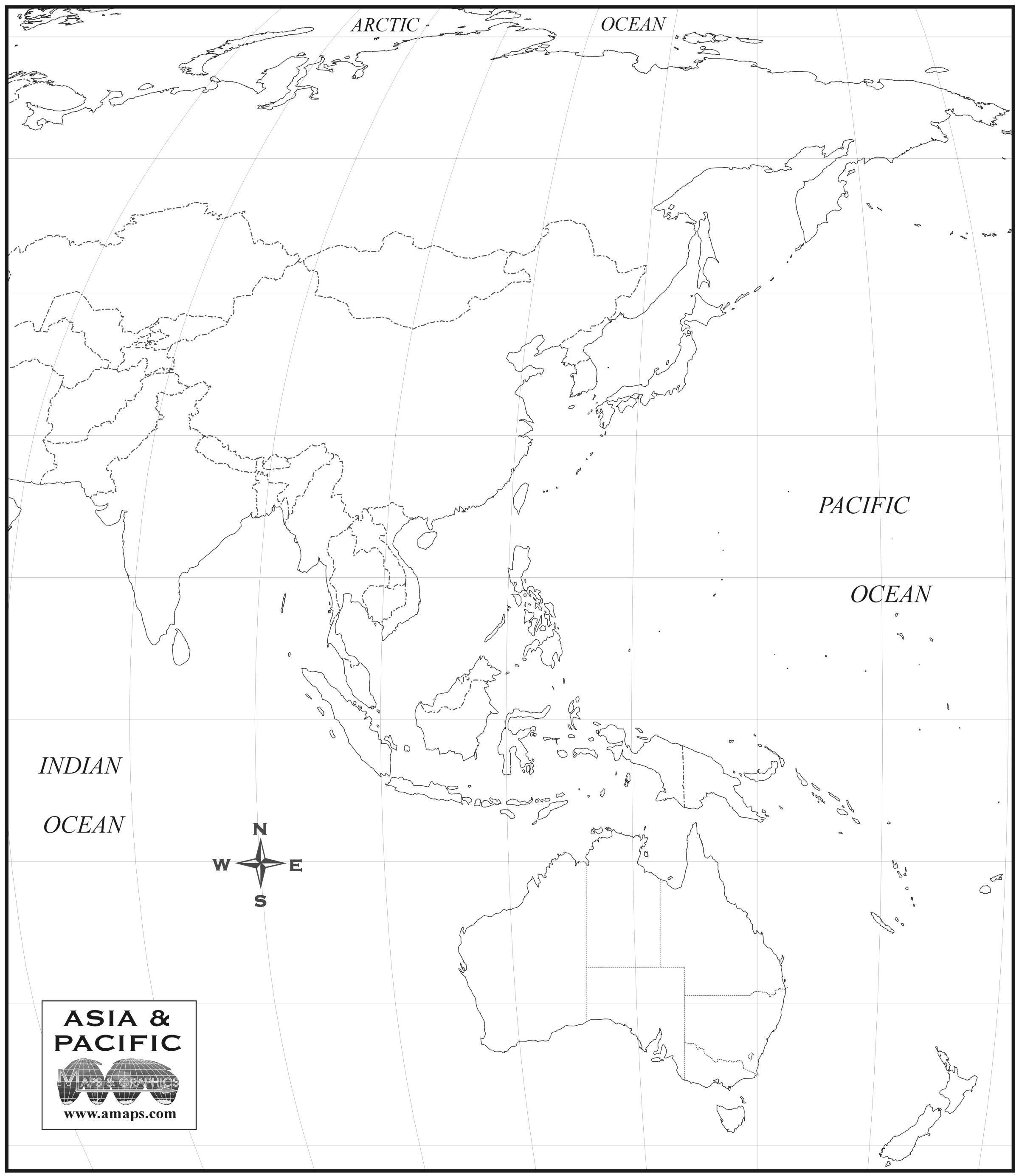 Outline Map Of Asia And South Pacific 30