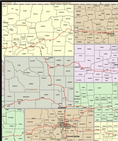 Northern Plains States Map Color Download To Your Computer