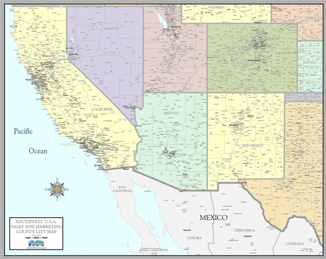 Southwest Region office wall maps