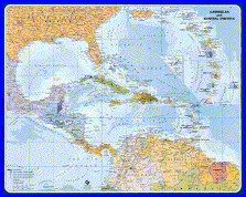 Political color map of Caribbean