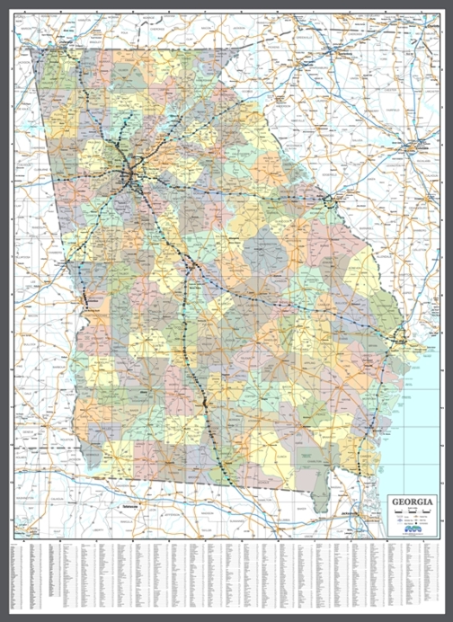 Georgia laminated medium sized wall maps