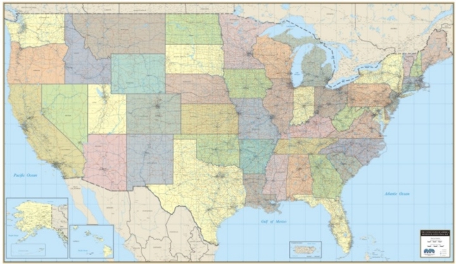 Very Large laminated US wall map super detailed