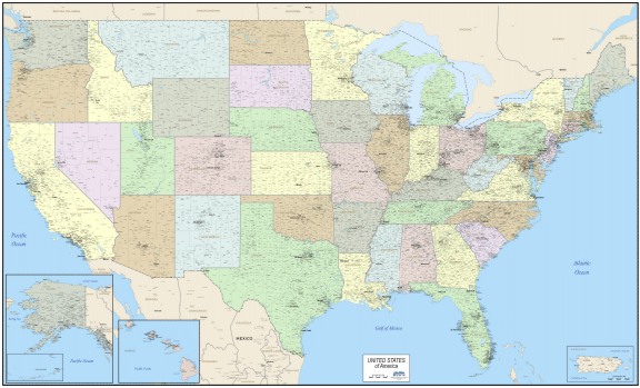 Large Wall Map Of The United States Large United States wall map, maps for business, USA maps