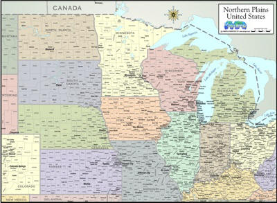 Download map of Northern Plains with color states