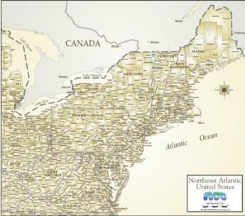Download Map of Northeast Atlantic USA antique
