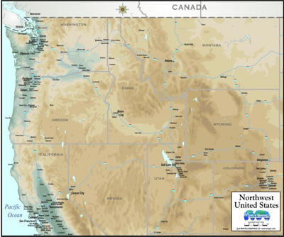Digiital Map image topographic NW United States