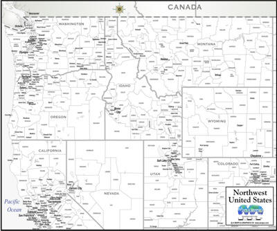 NW USA map download white city highway