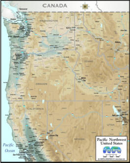 Pacific Northwest USA region map download