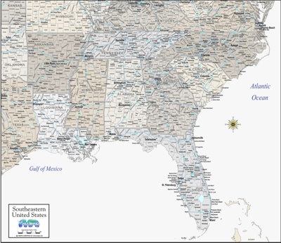 Southeast Sales Region Map- digital download