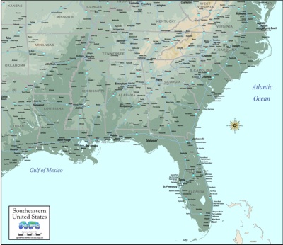 Southeast topographic download map