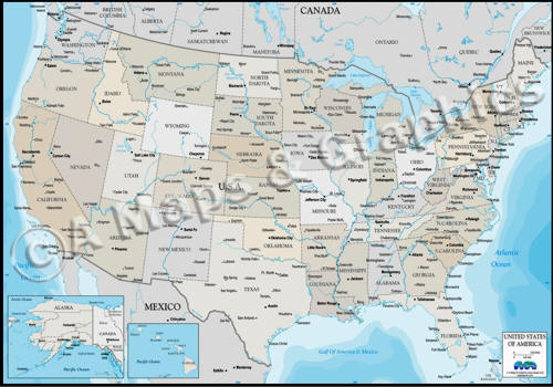 United States Map urban greige contrasting colors