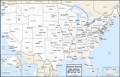 Download digital map of United States county outlines