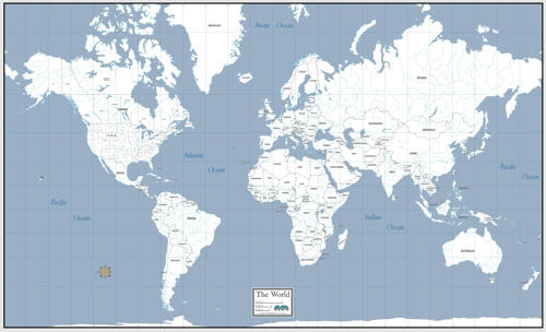World Map download digital image file-White/Blue