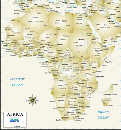 Download African Map parchment colors