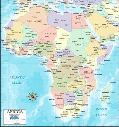 Digital Color Map of Africa
