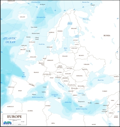 Digital map of Europe countries only