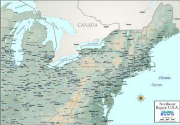 Download topographic Northeast Map