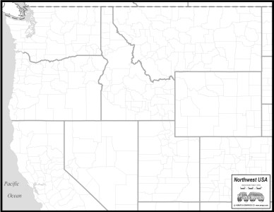 Free digital outline map of NW United States