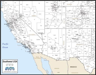download southwest usa map to print