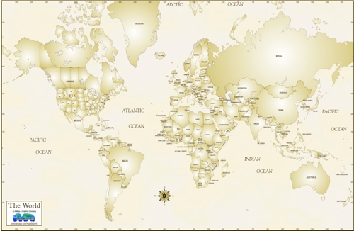 Download Antique parchment color World Map