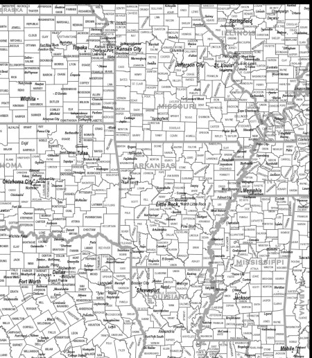 SOUTH CENTRAL USA REGION MAP COUNTY CITY download to your computer